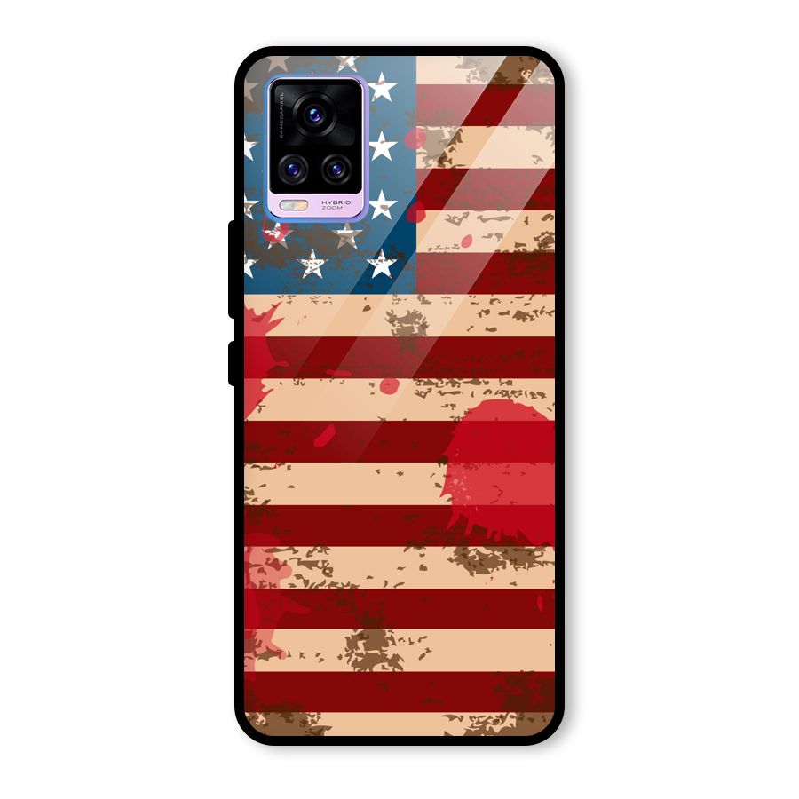 Grunge USA Flag Glass Back Case for Vivo V20 Pro