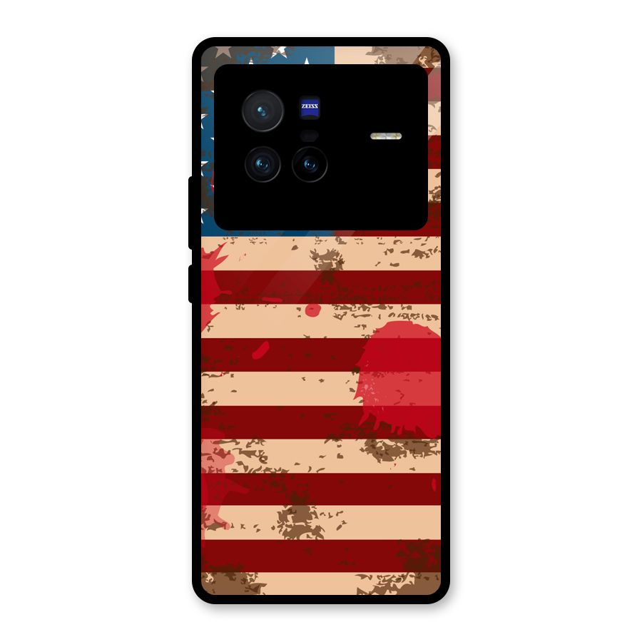 Grunge USA Flag Glass Back Case for Vivo X80