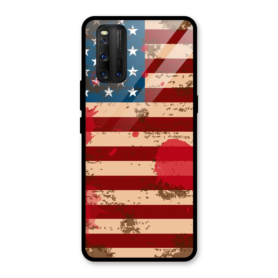 Grunge USA Flag Glass Back Case for Vivo iQOO 3