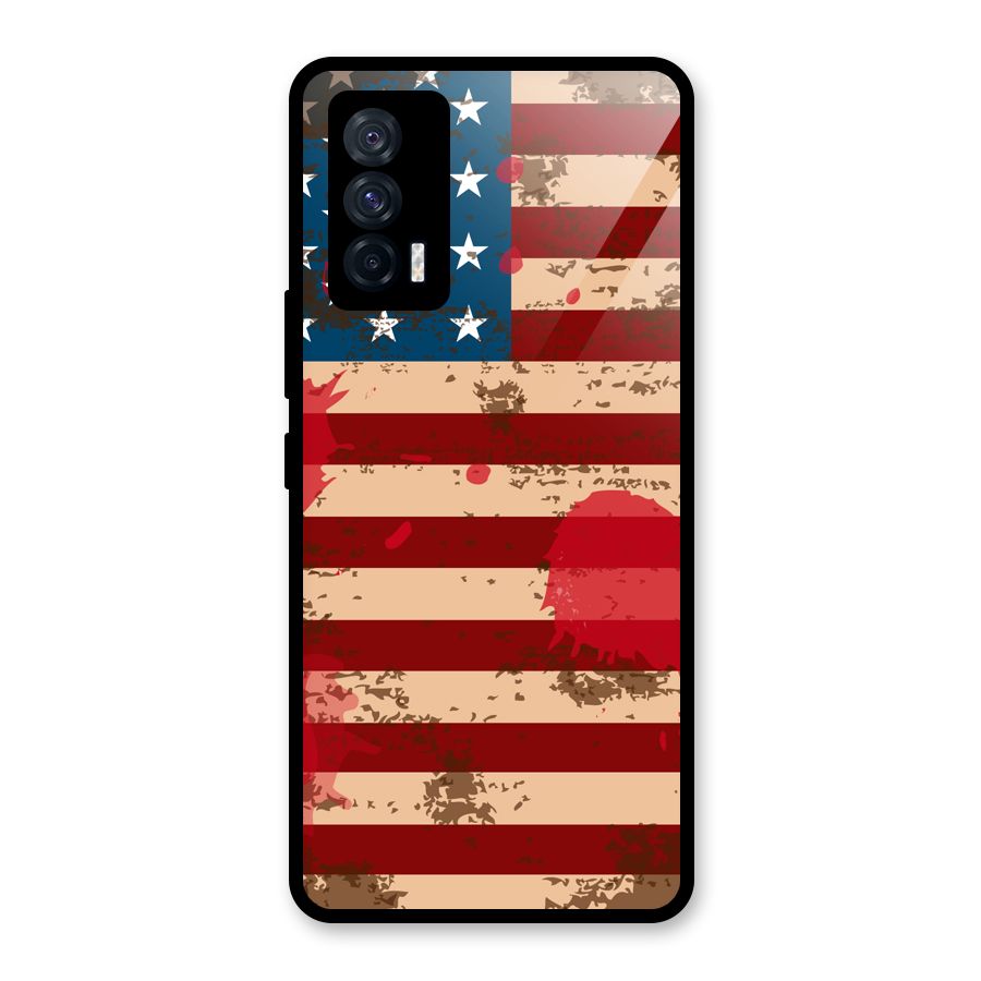 Grunge USA Flag Glass Back Case for Vivo iQOO 7 5G