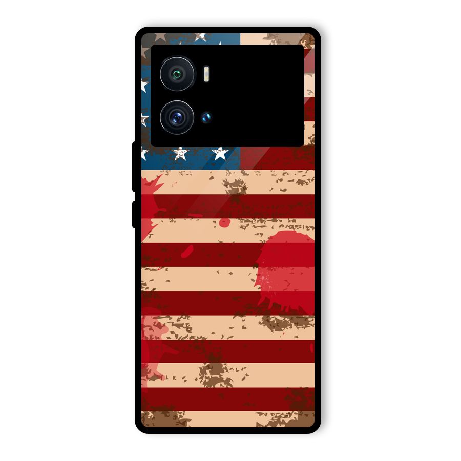 Grunge USA Flag Glass Back Case for Vivo iQOO 9 Pro