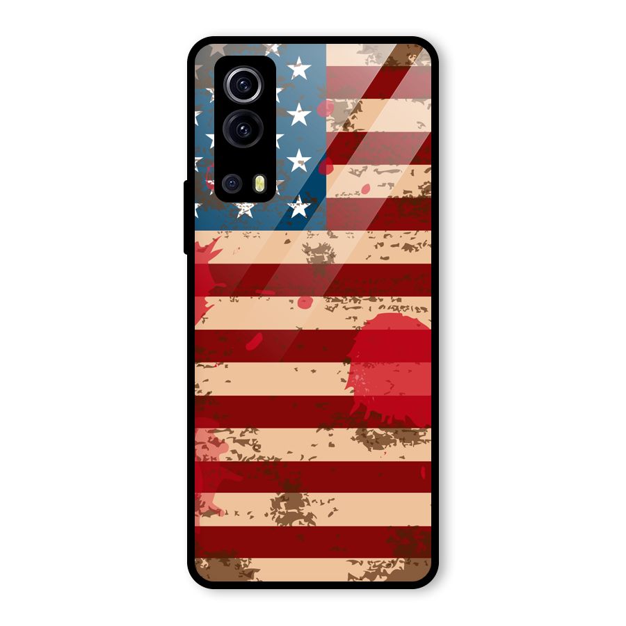 Grunge USA Flag Glass Back Case for Vivo iQOO Z3