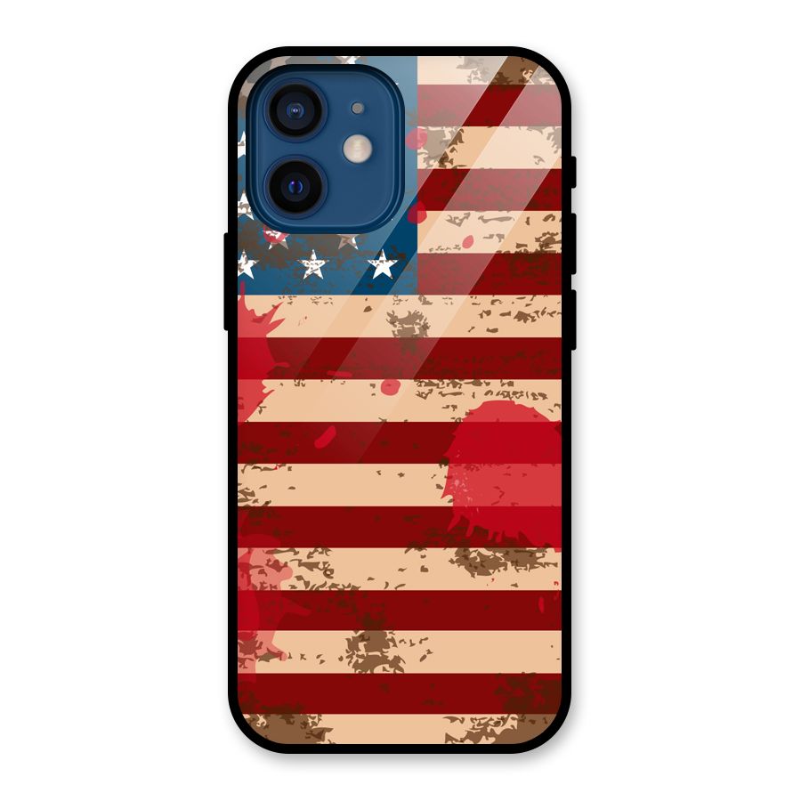 Grunge USA Flag Glass Back Case for iPhone 12 Mini