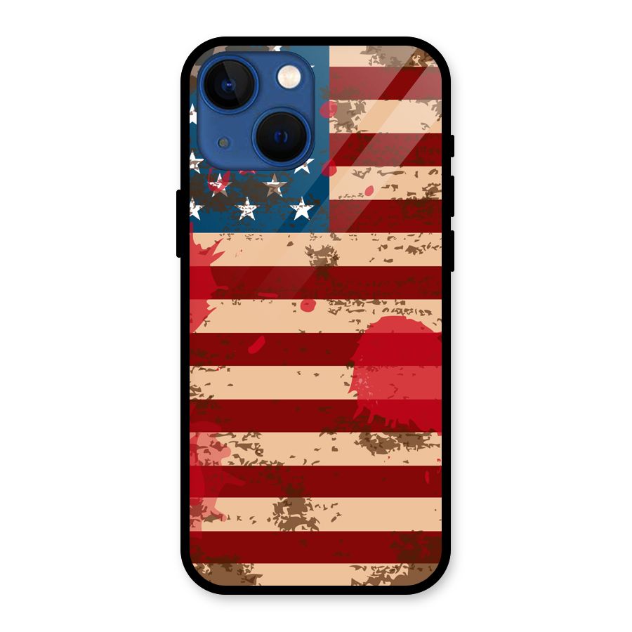Grunge USA Flag Glass Back Case for iPhone 13 Mini