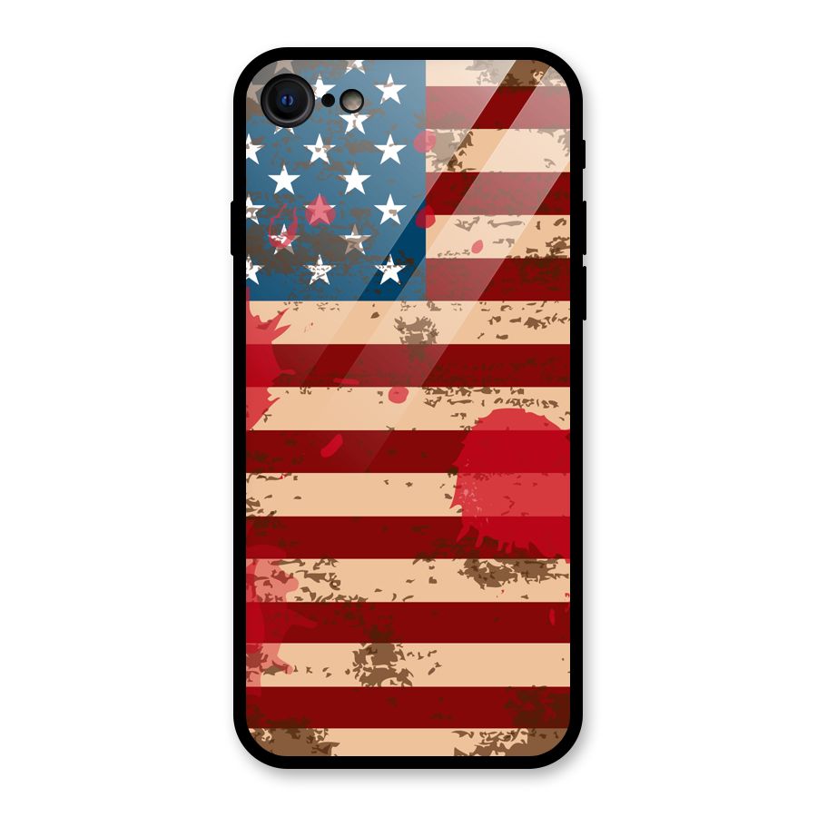 Grunge USA Flag Glass Back Case for iPhone SE 2022