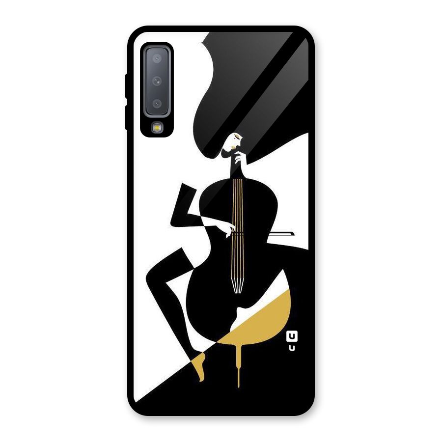 Guitar Women Glass Back Case for Galaxy A7 (2018)