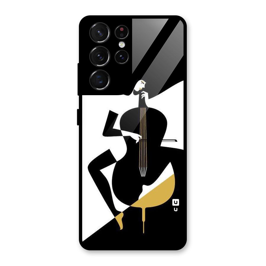 Guitar Women Glass Back Case for Galaxy S21 Ultra 5G