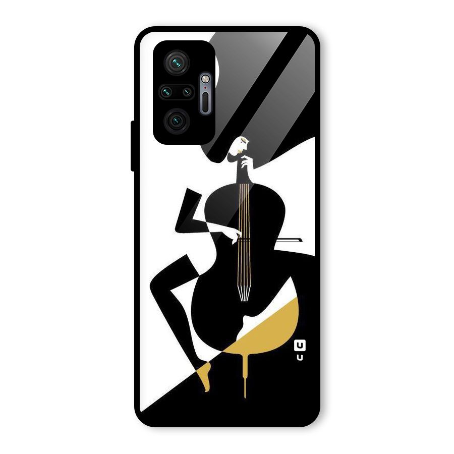 Guitar Women Glass Back Case for Redmi Note 10 Pro