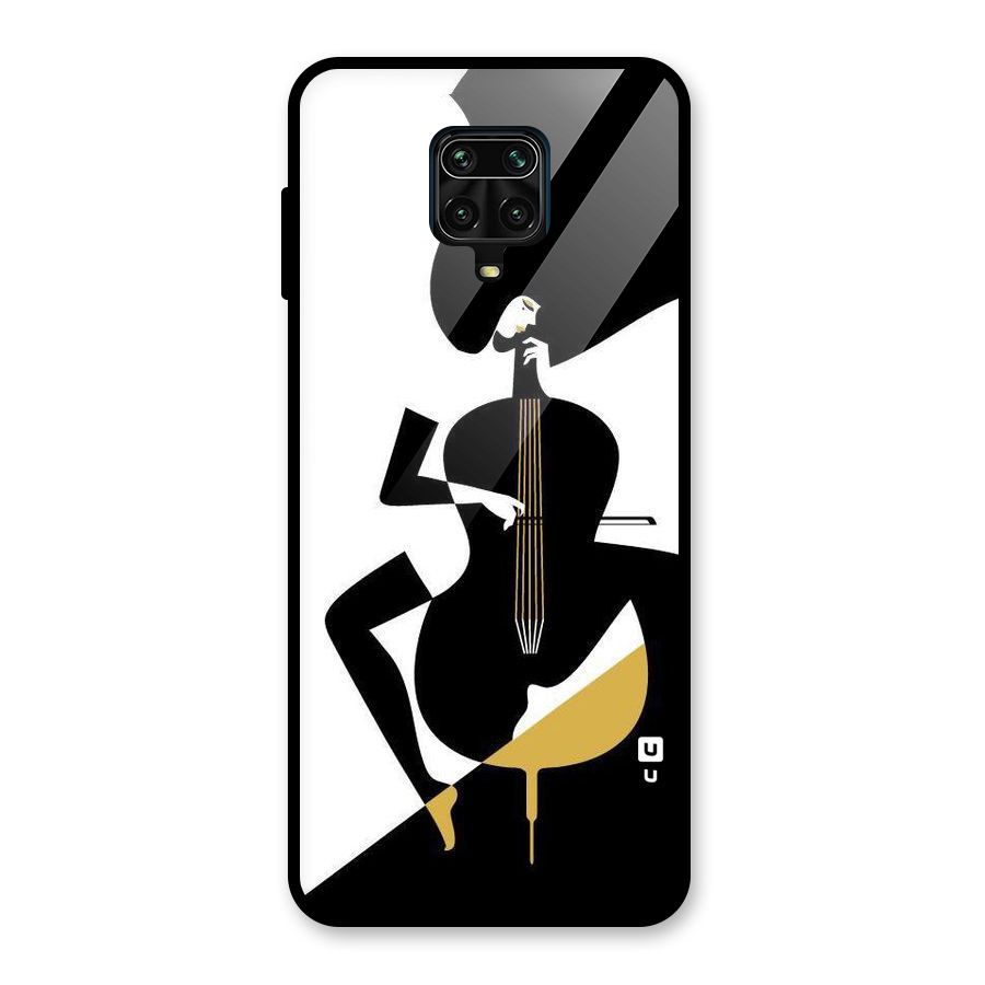 Guitar Women Glass Back Case for Redmi Note 9 Pro