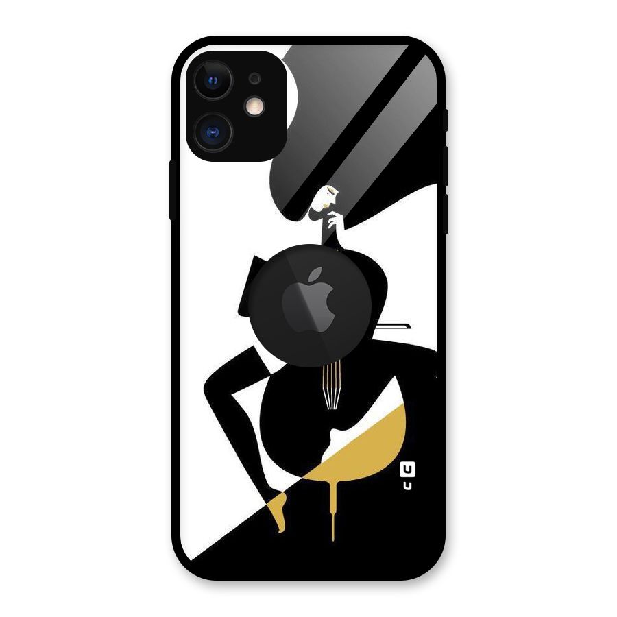 Guitar Women Glass Back Case for iPhone 11 Logo Cut