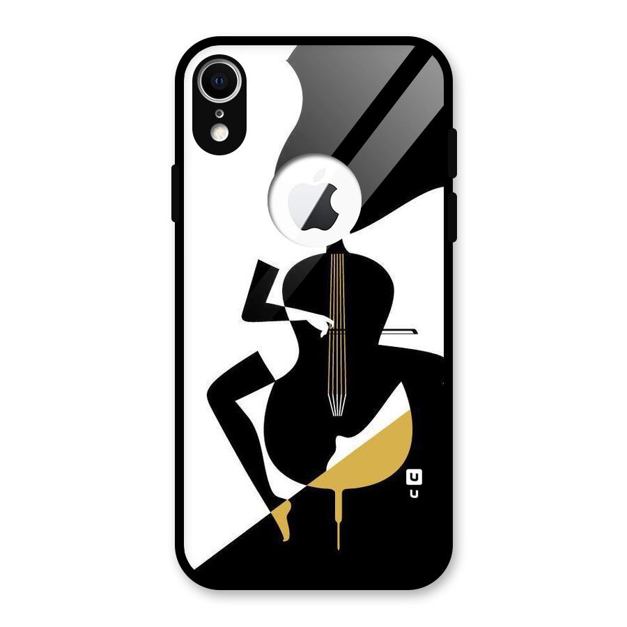 Guitar Women Glass Back Case for iPhone XR Logo Cut