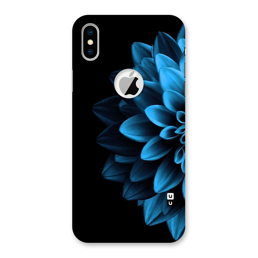 Half Blue Flower Back Case for iPhone XS Logo Cut