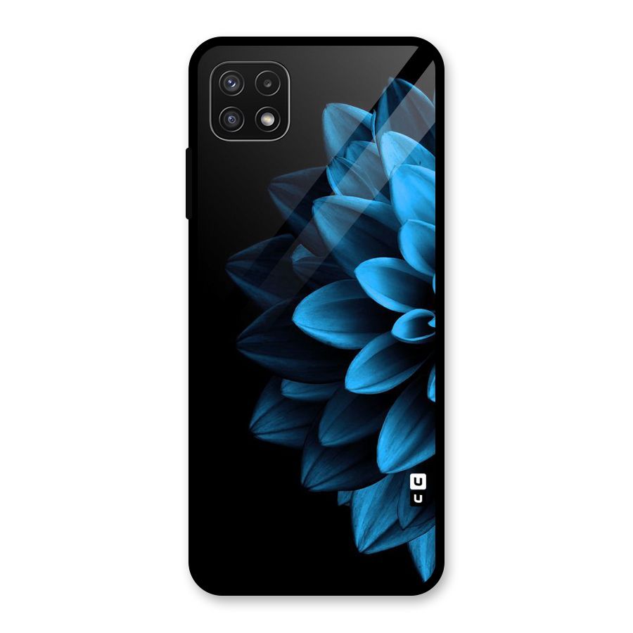 Half Blue Flower Glass Back Case for Galaxy A22 5G