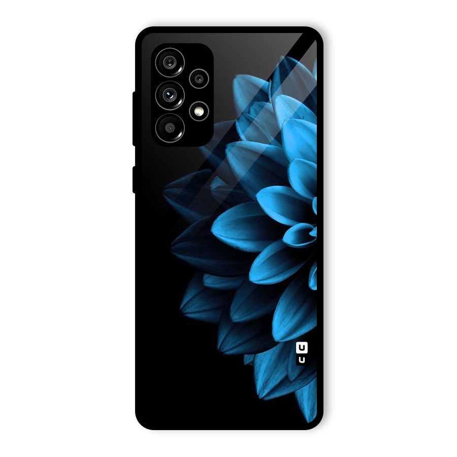 Half Blue Flower Glass Back Case for Galaxy A73 5G