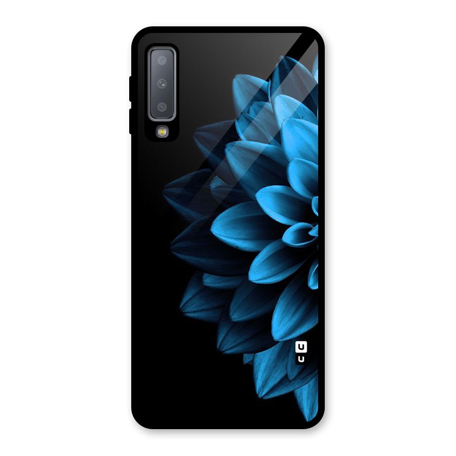 Half Blue Flower Glass Back Case for Galaxy A7 (2018)