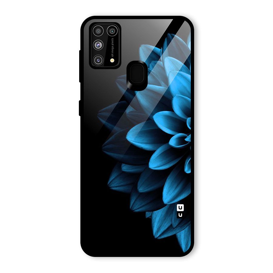 Half Blue Flower Glass Back Case for Galaxy F41