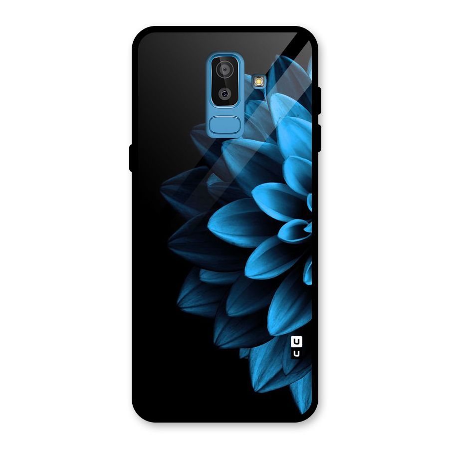Half Blue Flower Glass Back Case for Galaxy J8