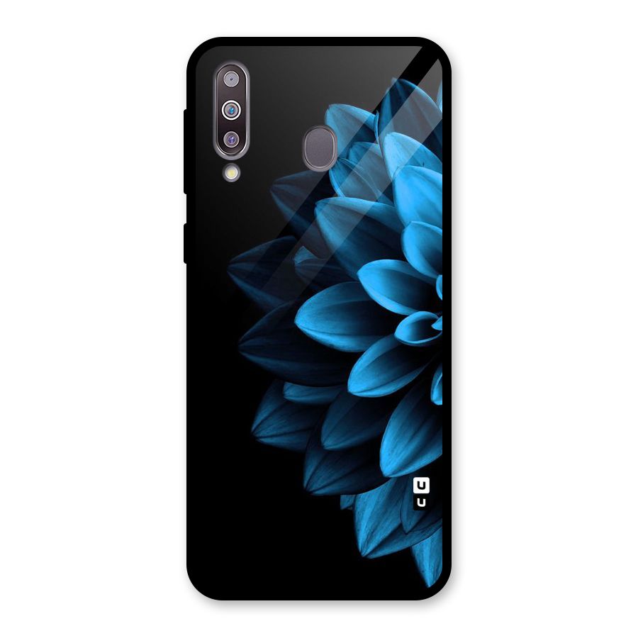 Half Blue Flower Glass Back Case for Galaxy M30