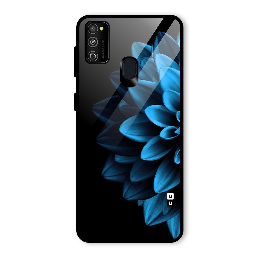 Half Blue Flower Glass Back Case for Galaxy M30s