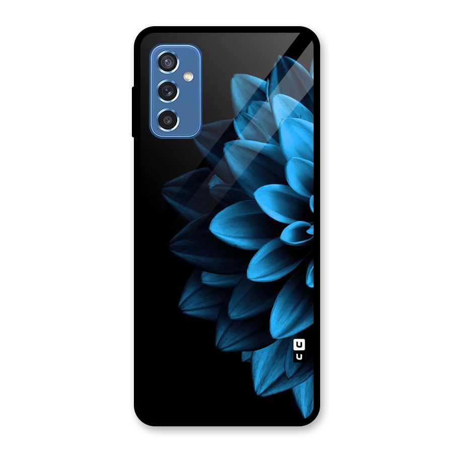 Half Blue Flower Glass Back Case for Galaxy M52 5G
