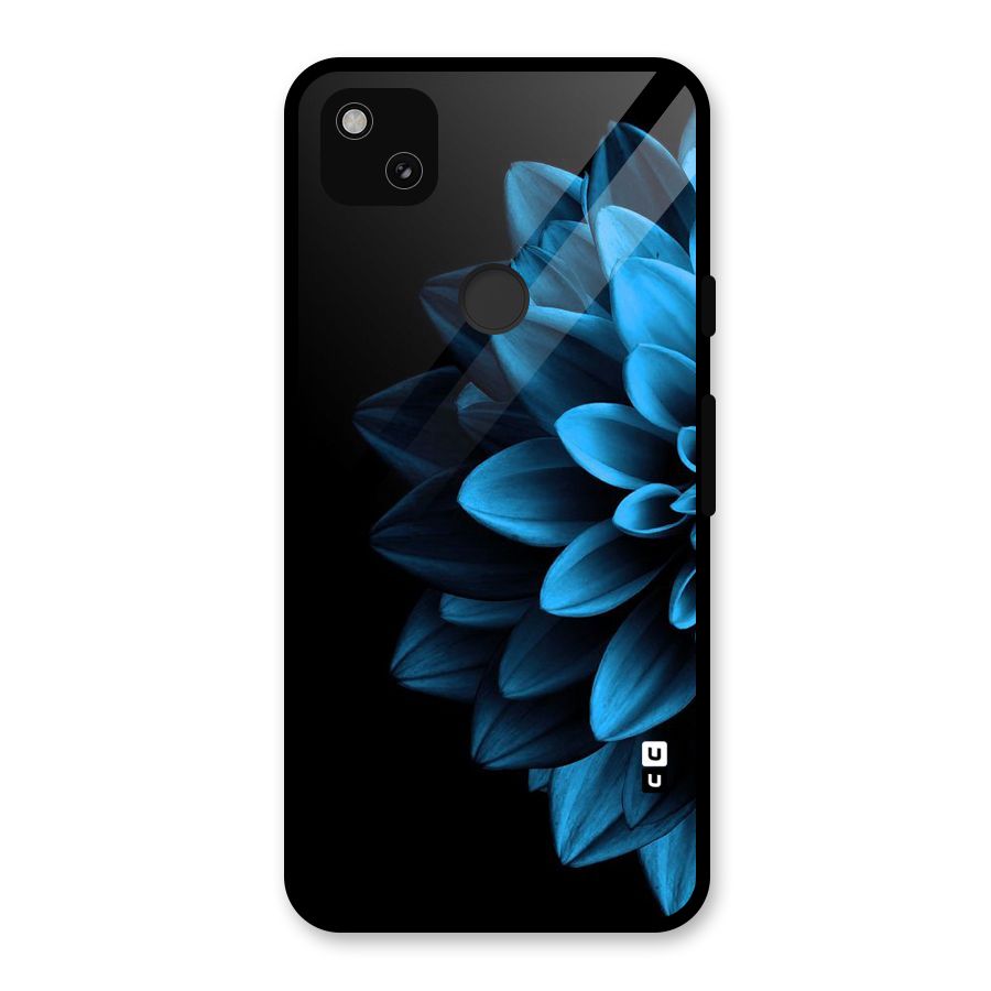 Half Blue Flower Glass Back Case for Google Pixel 4a