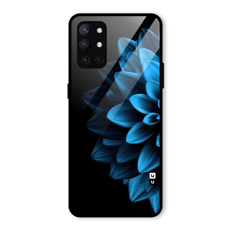 Half Blue Flower Glass Back Case for OnePlus 9R