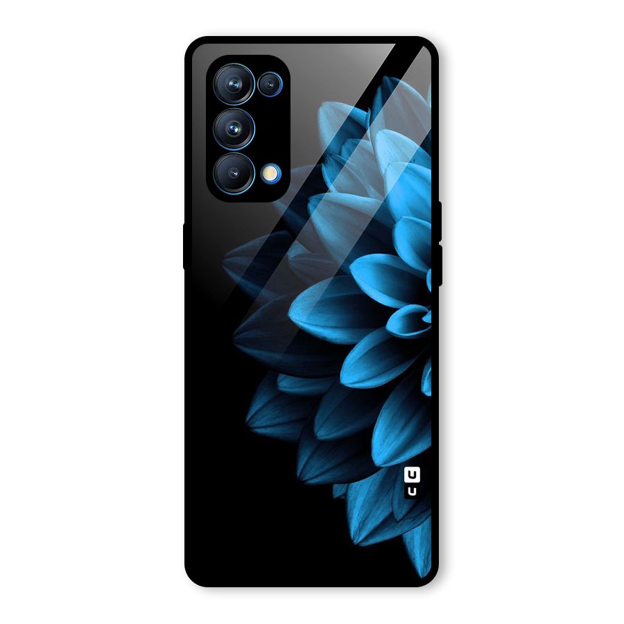 Half Blue Flower Glass Back Case for Oppo Reno5 Pro 5G