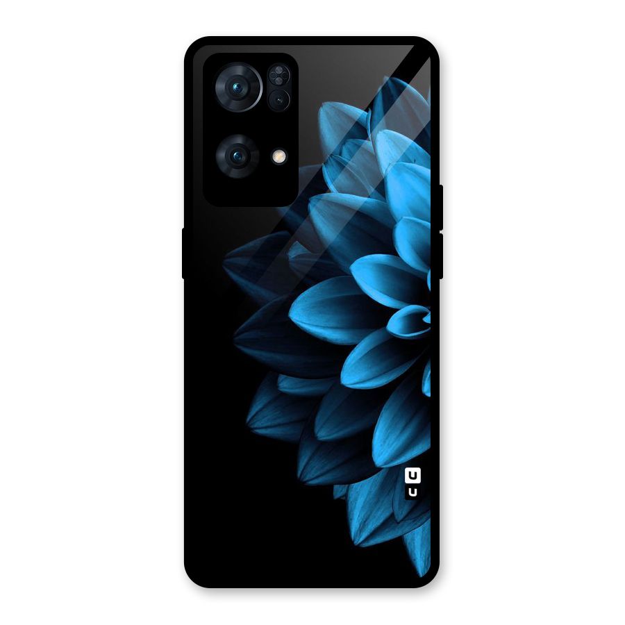Half Blue Flower Glass Back Case for Oppo Reno7 Pro 5G