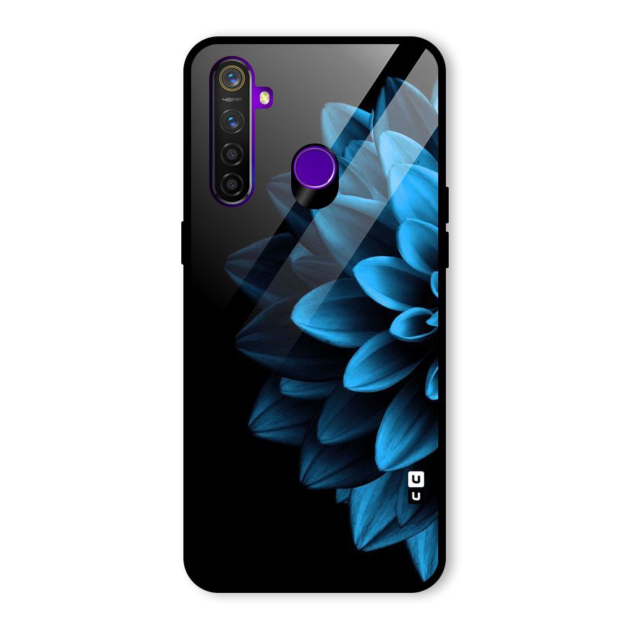 Half Blue Flower Glass Back Case for Realme 5 Pro