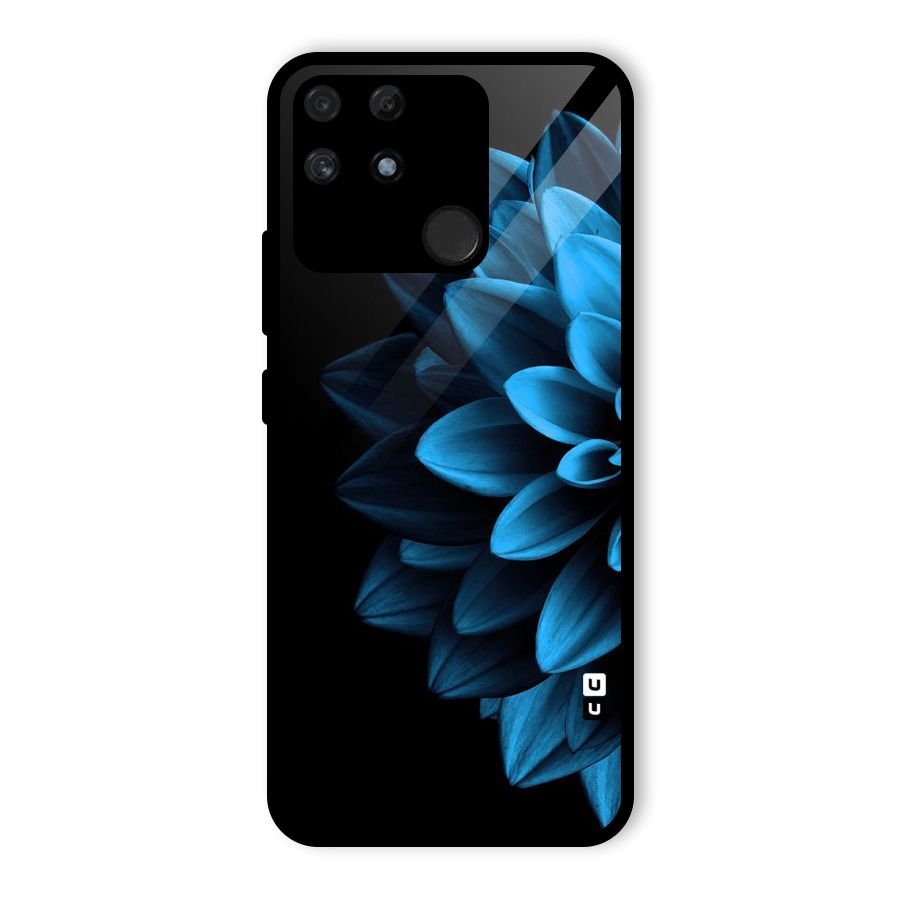 Half Blue Flower Glass Back Case for Realme Narzo 50A