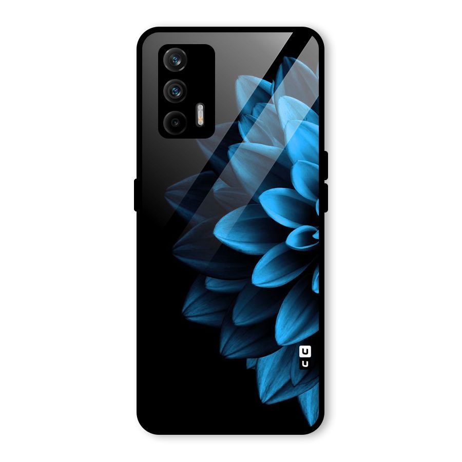 Half Blue Flower Glass Back Case for Realme X7 Max