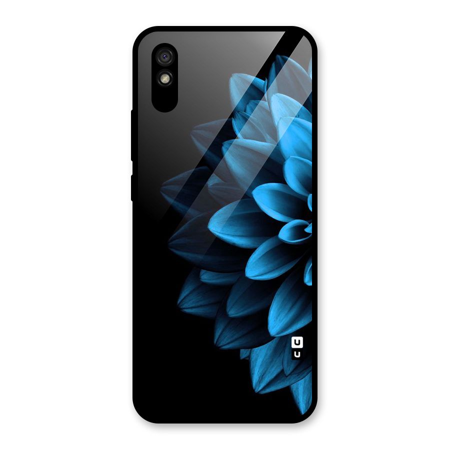 Half Blue Flower Glass Back Case for Redmi 9i