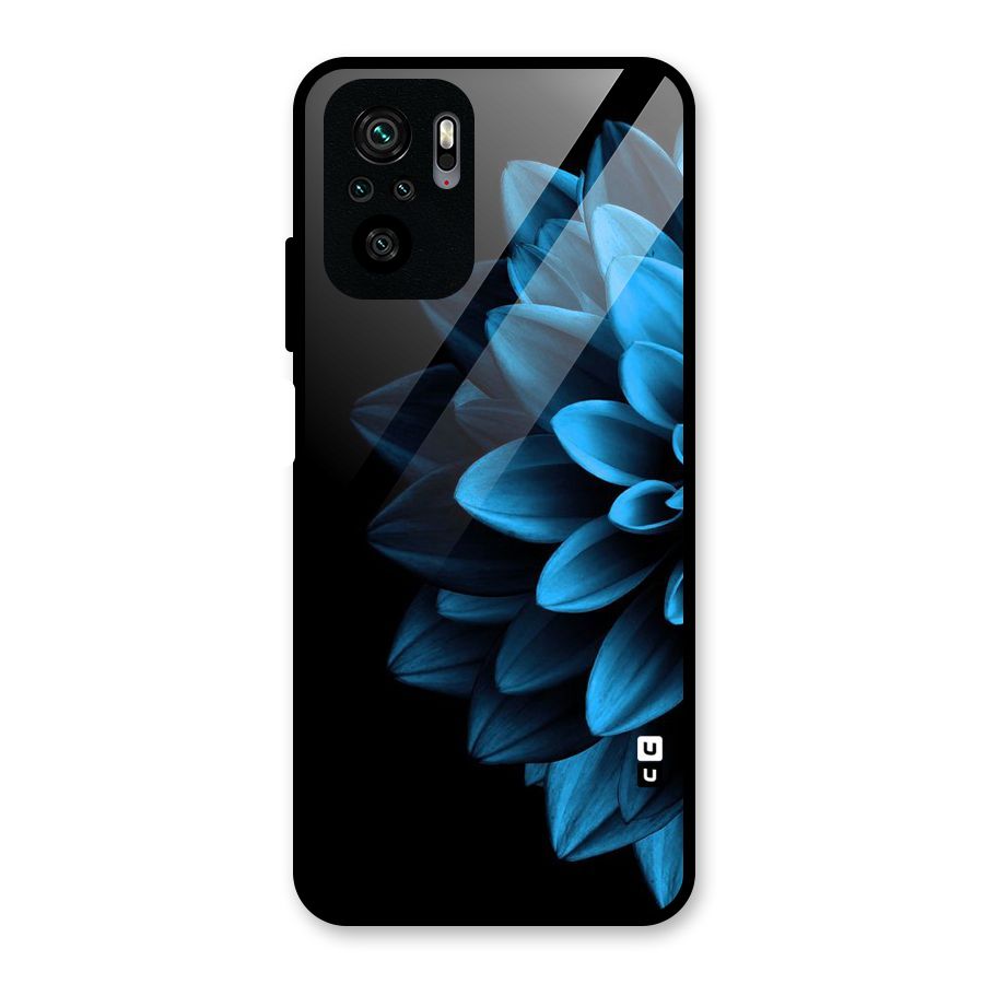 Half Blue Flower Glass Back Case for Redmi Note 10