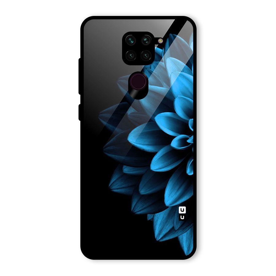 Half Blue Flower Glass Back Case for Redmi Note 9