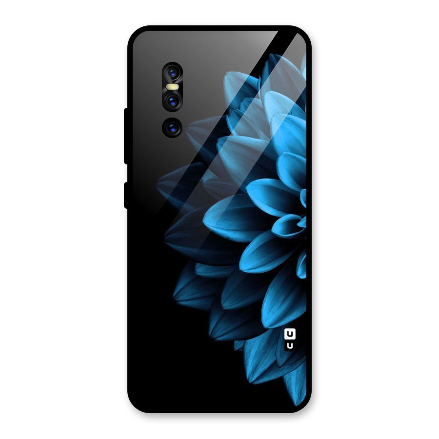 Half Blue Flower Glass Back Case for Vivo V15 Pro