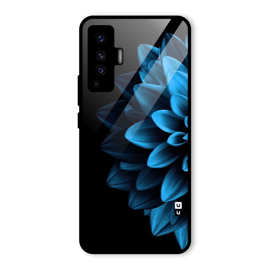 Half Blue Flower Glass Back Case for Vivo X50