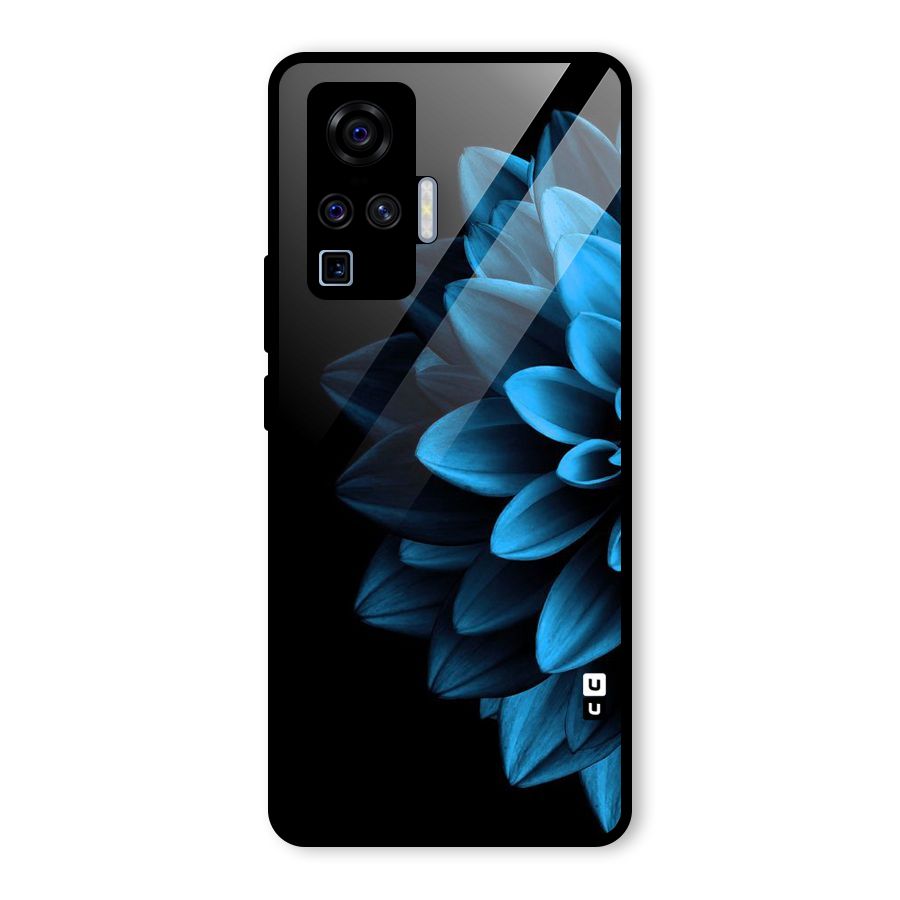 Half Blue Flower Glass Back Case for Vivo X50 Pro