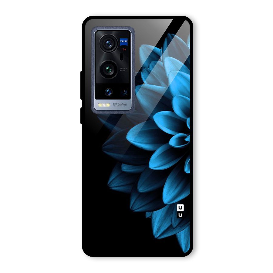 Half Blue Flower Glass Back Case for Vivo X60 Pro Plus