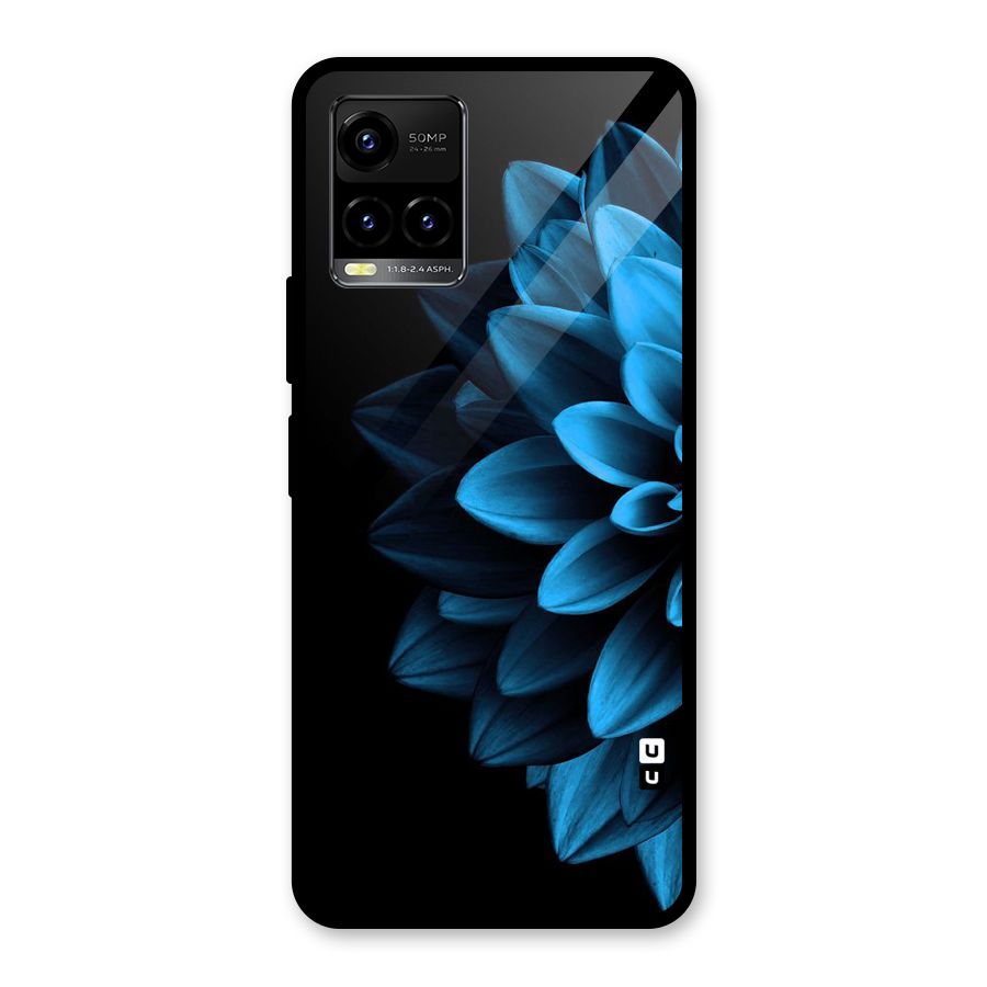 Half Blue Flower Glass Back Case for Vivo Y21 2021