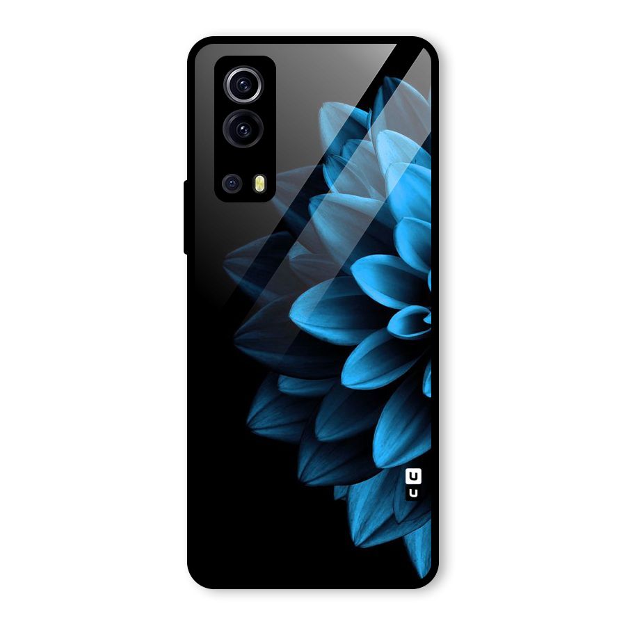 Half Blue Flower Glass Back Case for Vivo iQOO Z3