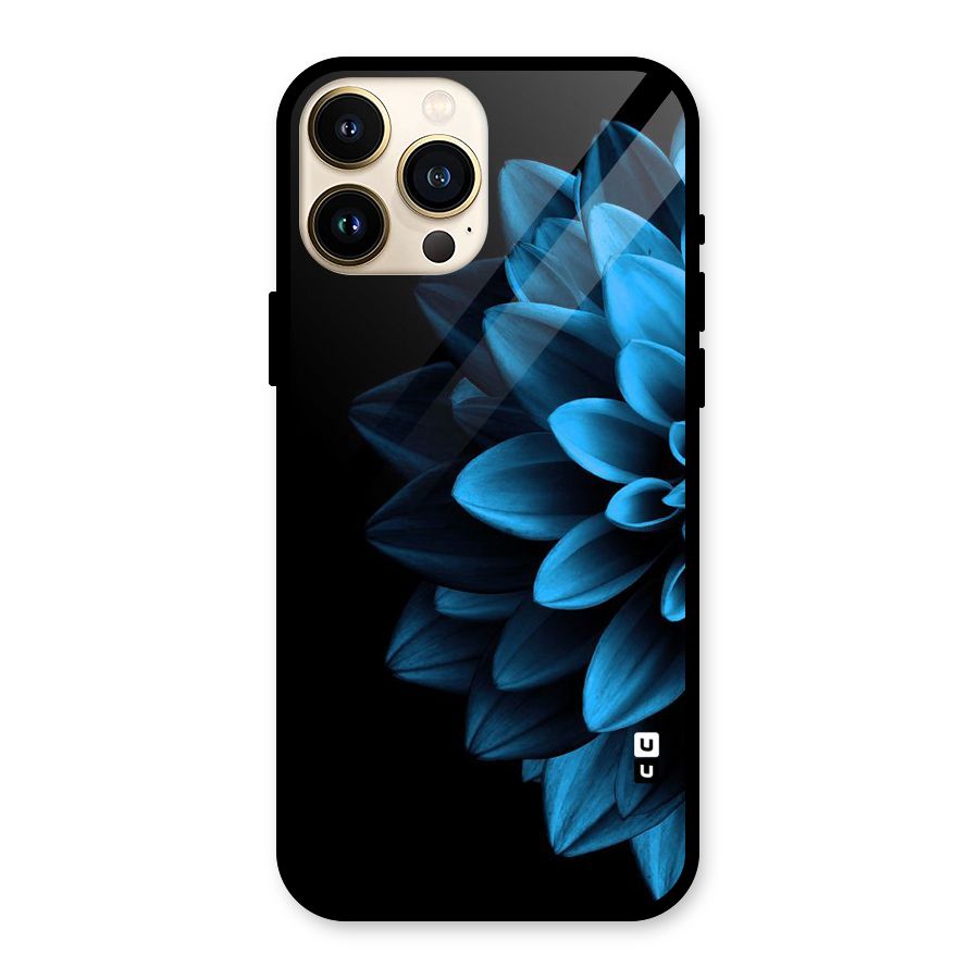 Half Blue Flower Glass Back Case for iPhone 13 Pro Max