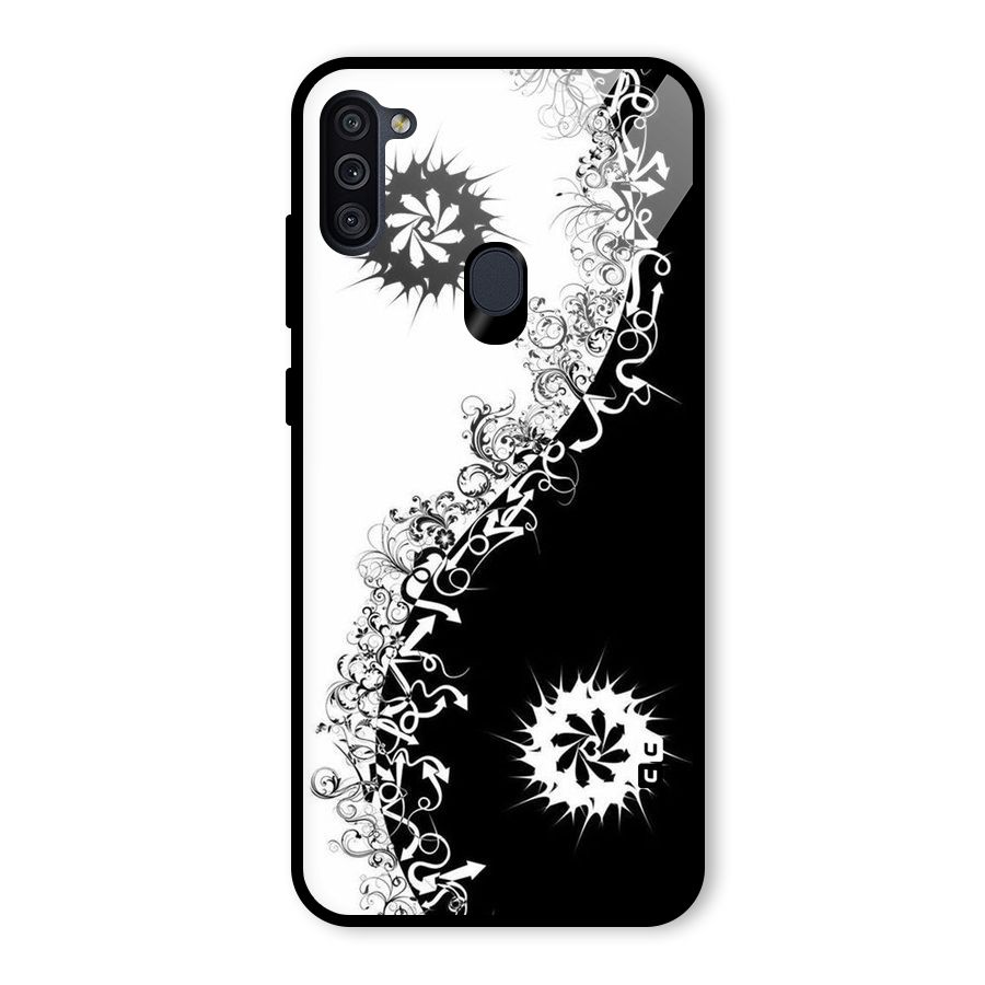 Half Peace Design Glass Back Case for Galaxy M11