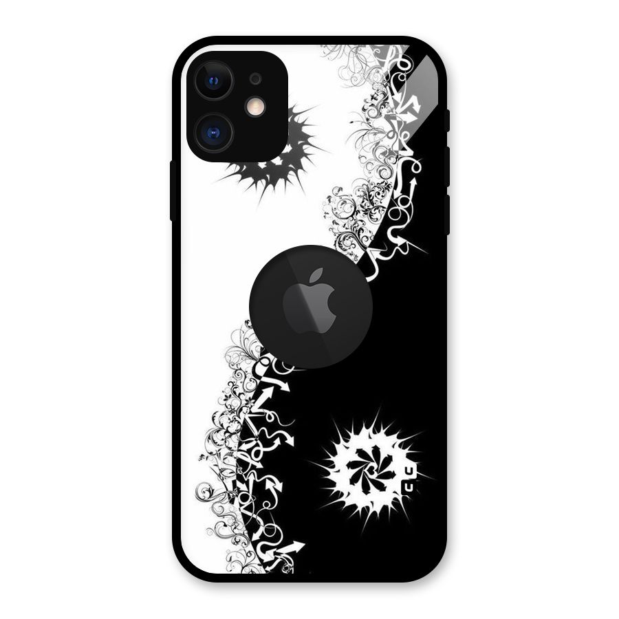 Half Peace Design Glass Back Case for iPhone 11 Logo Cut
