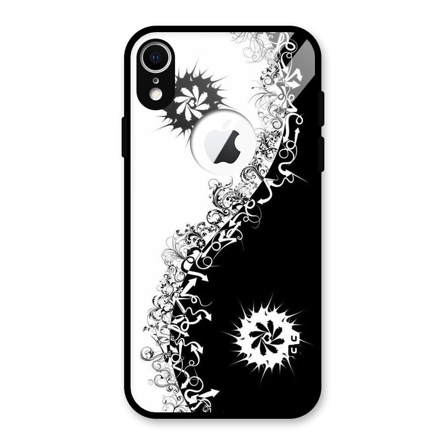 Half Peace Design Glass Back Case for iPhone XR Logo Cut