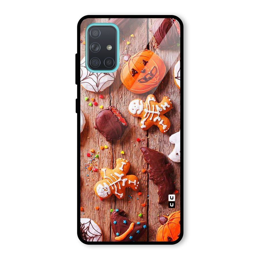 Halloween Chocolates Glass Back Case for Galaxy A71