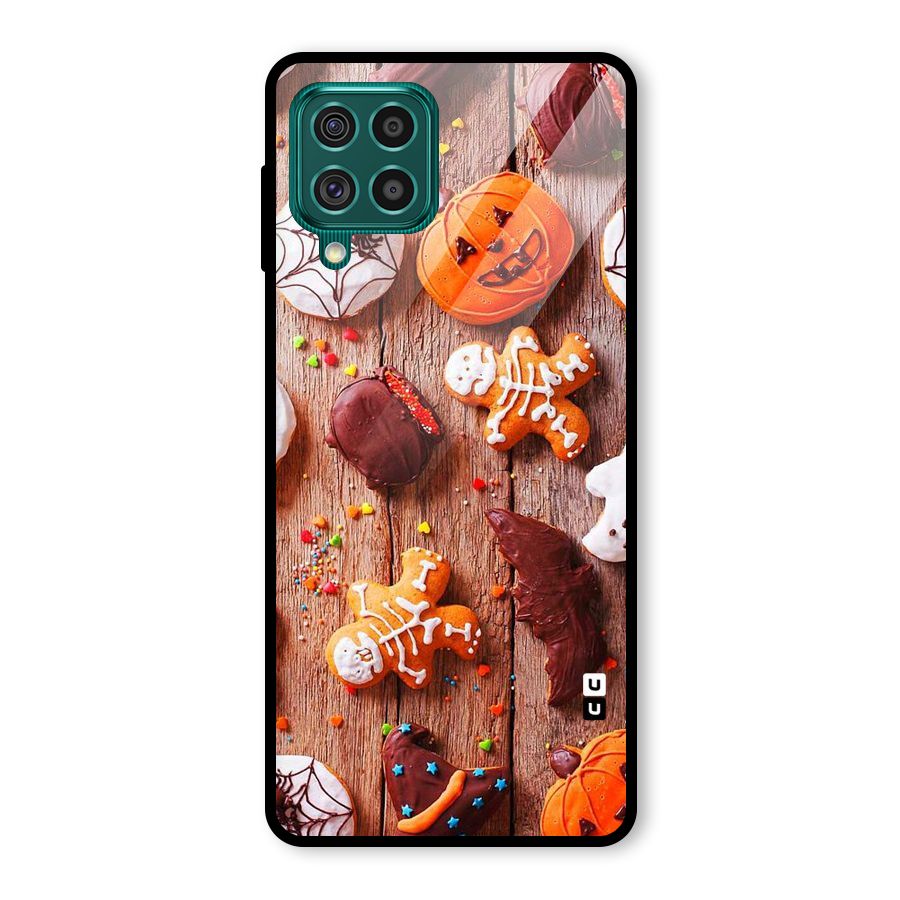 Halloween Chocolates Glass Back Case for Galaxy F62