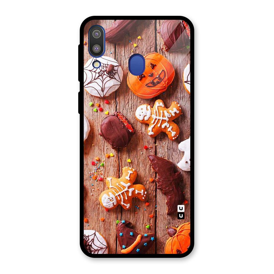 Halloween Chocolates Glass Back Case for Galaxy M20