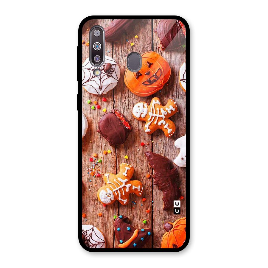 Halloween Chocolates Glass Back Case for Galaxy M30