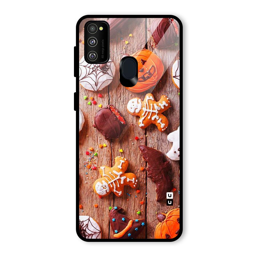 Halloween Chocolates Glass Back Case for Galaxy M30s