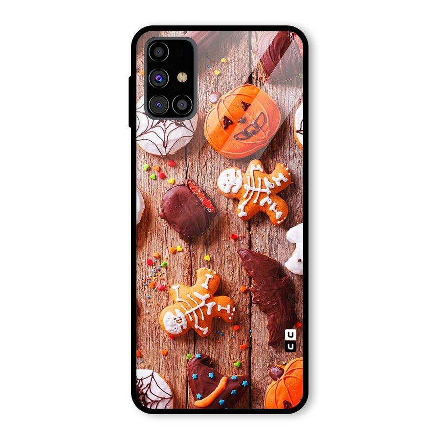 Halloween Chocolates Glass Back Case for Galaxy M31s